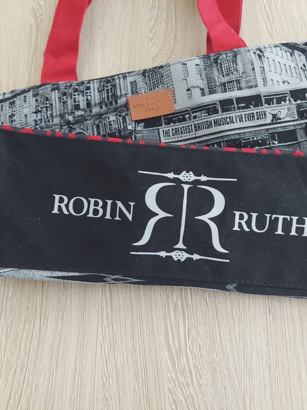Robin Ruth London Tote Bag - Black & Red canvas with outside pockets - Picture 10 of 15